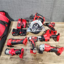HOUSTON LOCATION - AS-IS Milwaukee M18 18-Volt Lithium-Ion Cordless Combo Kit 7-Tool with 2-Batteries, Charger and Tool Bag
