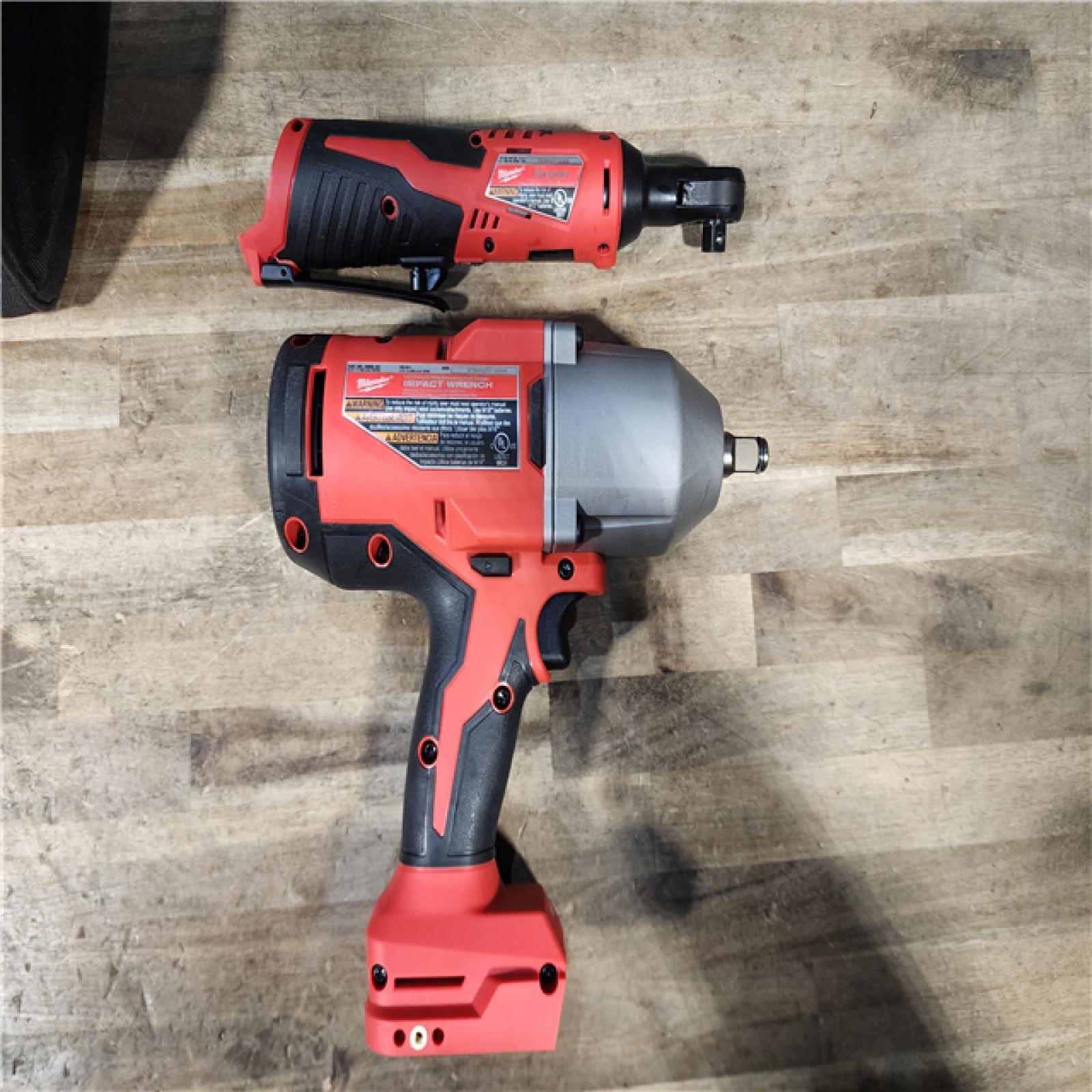 HOUSTON LOCATION - AS-IS M12/M18 12/18V Lithium-Ion Cordless 3/8 in. Ratchet and 1/2 in. High Torque Impact Wrench with Friction Ring Combo Kit
