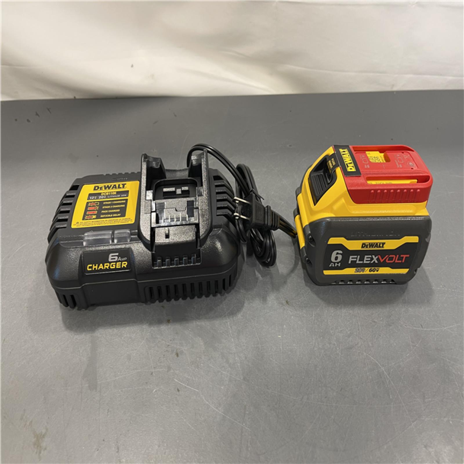 AS-IS - DEWALT FLEXVOLT 20V/60V MAX Lithium-Ion 6.0Ah Battery Pack with 6 Amp Output Charger
