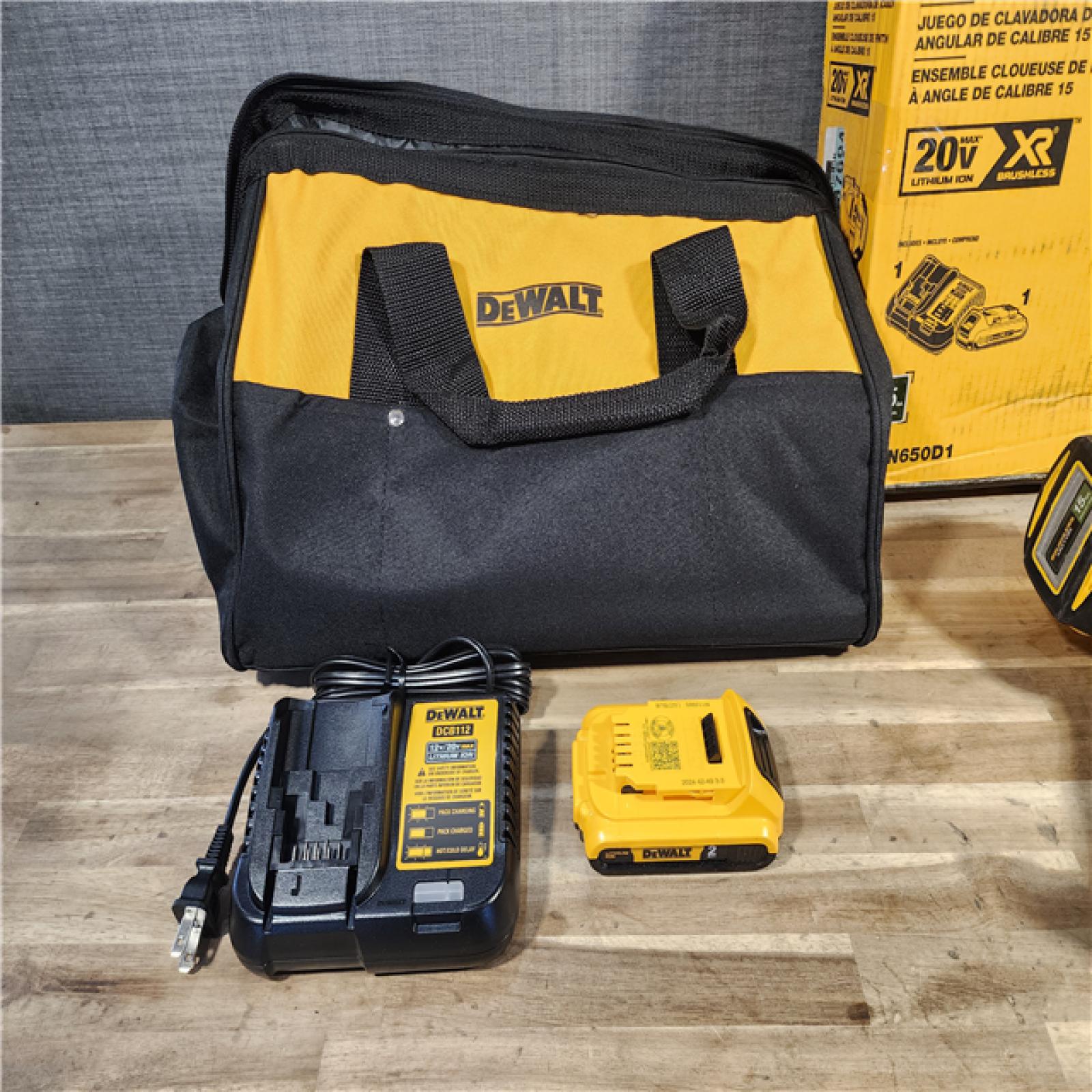 HOUSTON LOCATION - AS-IS DeWalt 20V MAX XR 15 Ga. Cordless 34 Deg Nailer Kit (Battery & Charger) 20 V