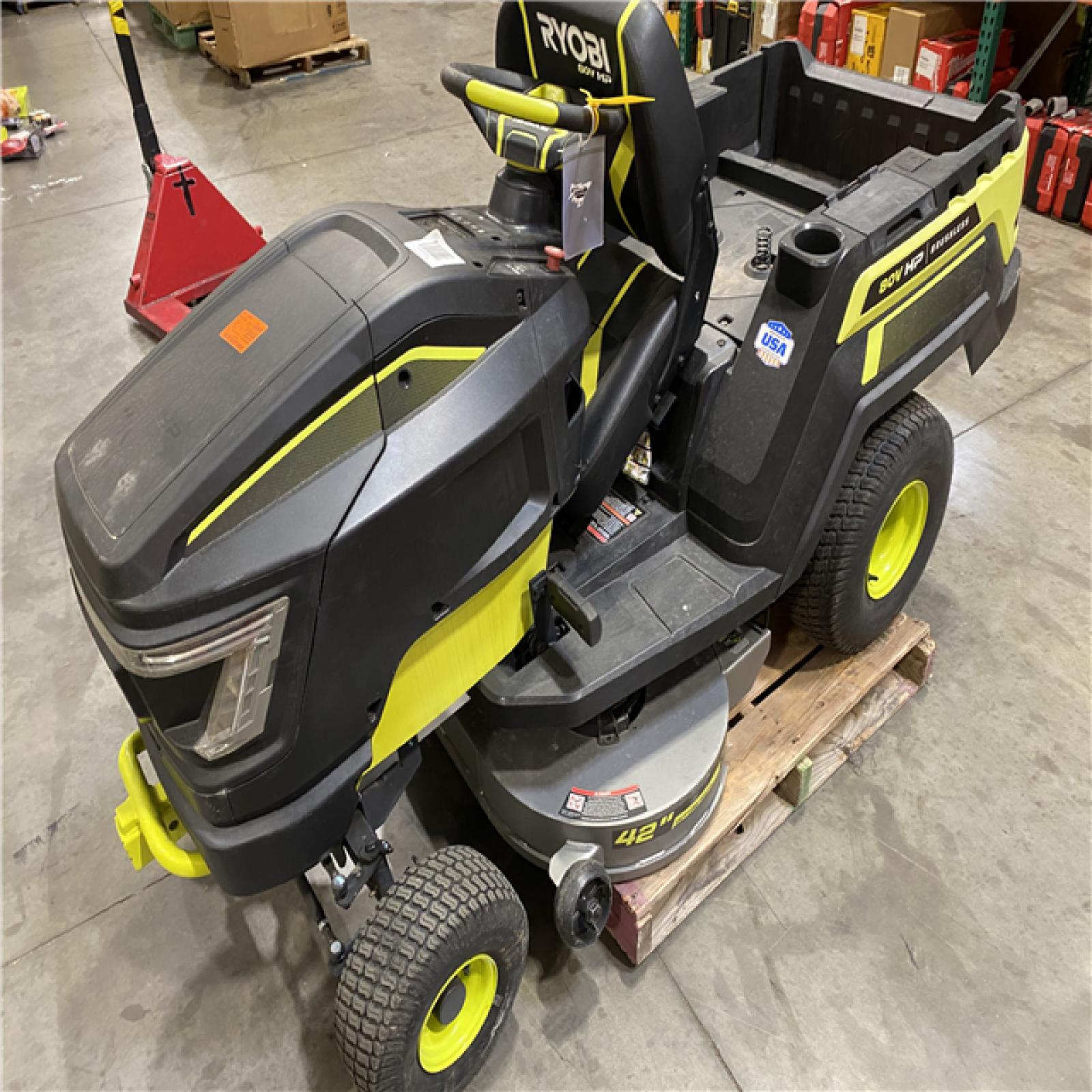 Dallas Location - As-Is RYOBI 80V HP Brushless 42 in. Battery Electric Cordless Riding Lawn Tractor