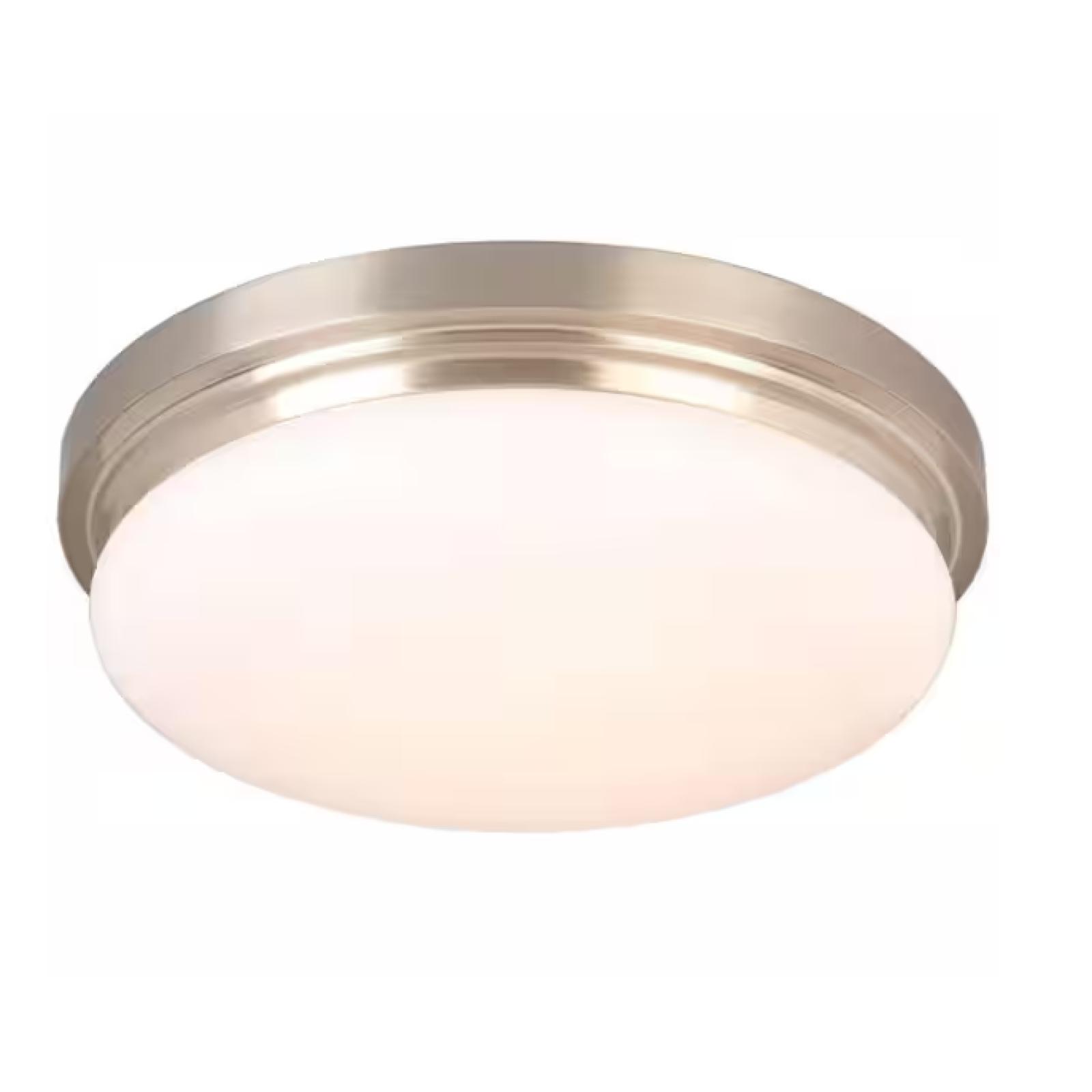 DALLAS LOCATION - Hampton Bay 15 in. 225-Watt Equivalent Brushed Nickel Integrated LED Flush Mount with Frosted Glass Shade (40 UNITS)