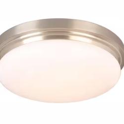 DALLAS LOCATION - Hampton Bay 15 in. 225-Watt Equivalent Brushed Nickel Integrated LED Flush Mount with Frosted Glass Shade (40 UNITS)