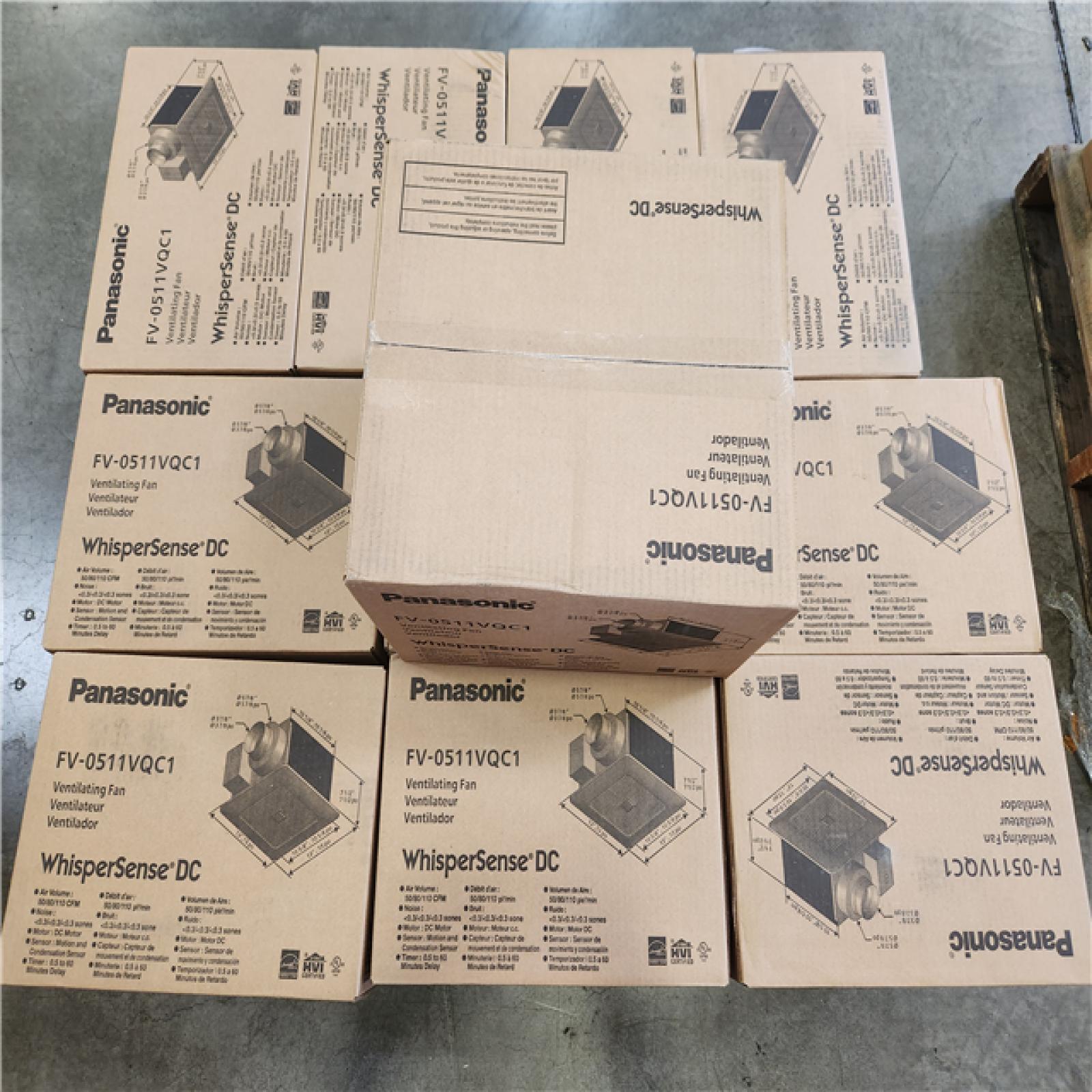 Phoenix NEW Panasonic WhisperSense DC Fan with Motion and Humidity Sensors Delay Timer and Pick-A-Flow Speed Selector 50  80 or 110 CFM Pallet of 11 (SEALED)