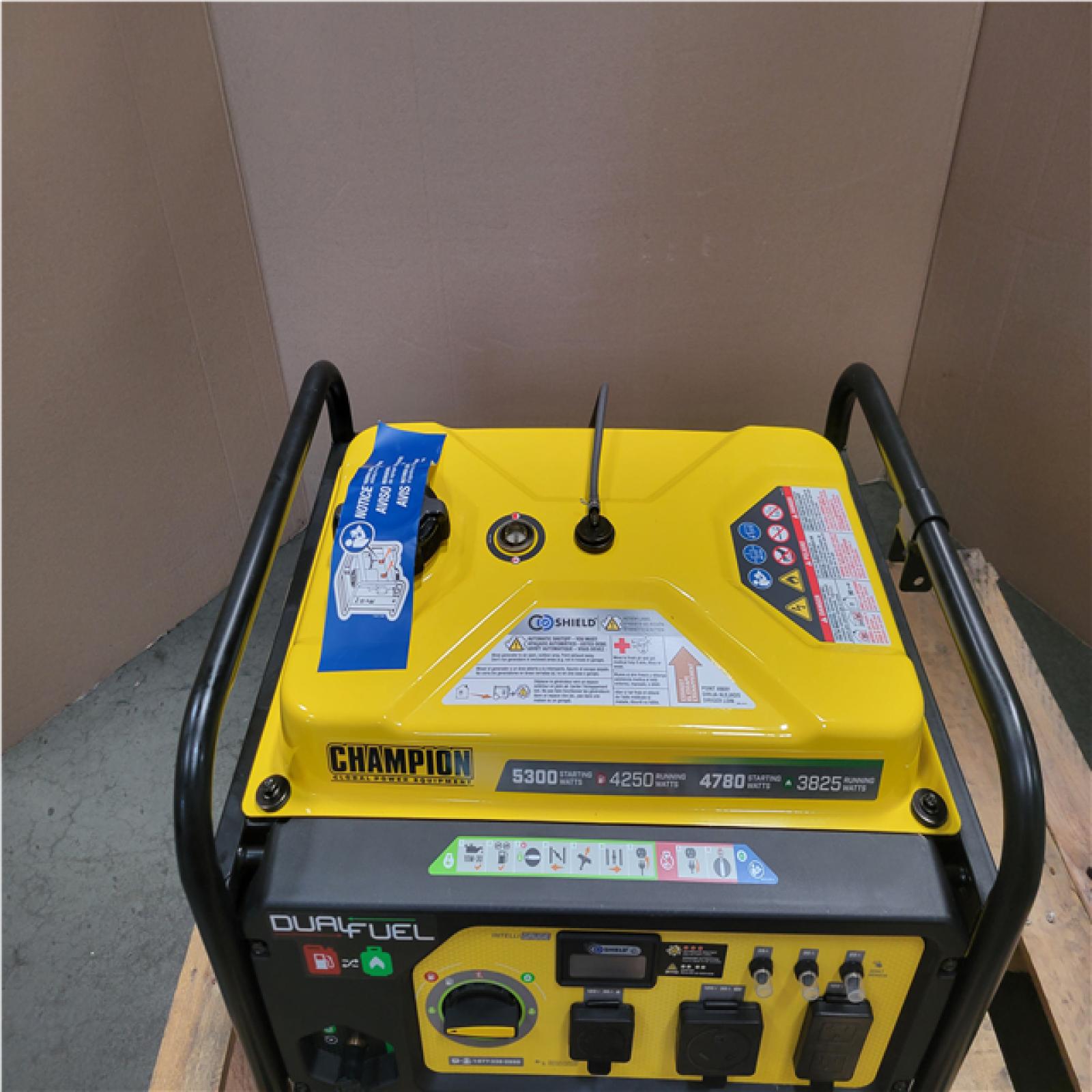 CALIFORNIA AS-IS CHAMPION 5 300 STARTING WATT 4 250 RUNNING WATT DUAL FUEL GENERATOR