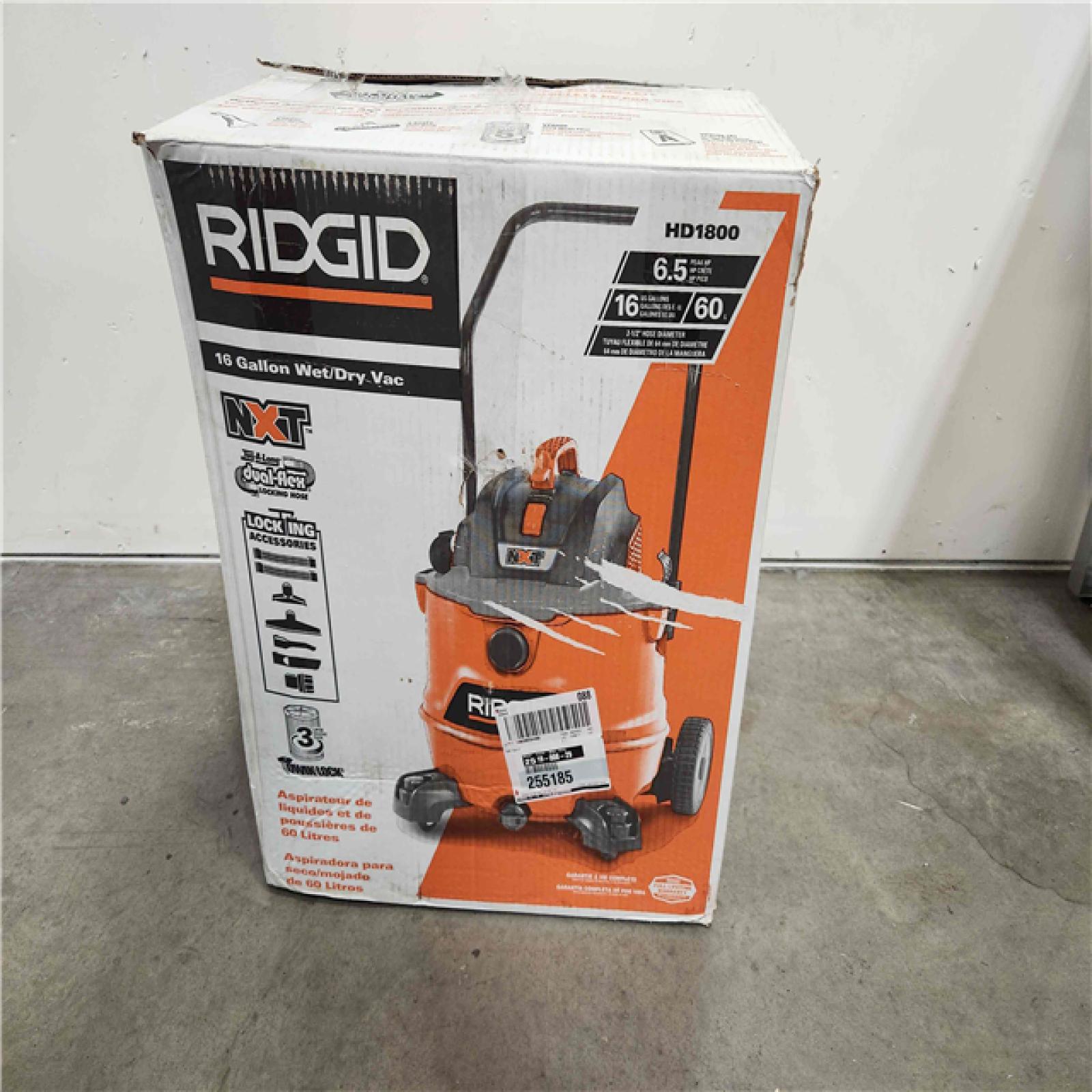Phoenix Location RIDGID 16 Gallon 6.5 Peak HP NXT Wet/Dry Shop Vacuum with Cart, Fine Dust Filter, Locking Hose and Accessories