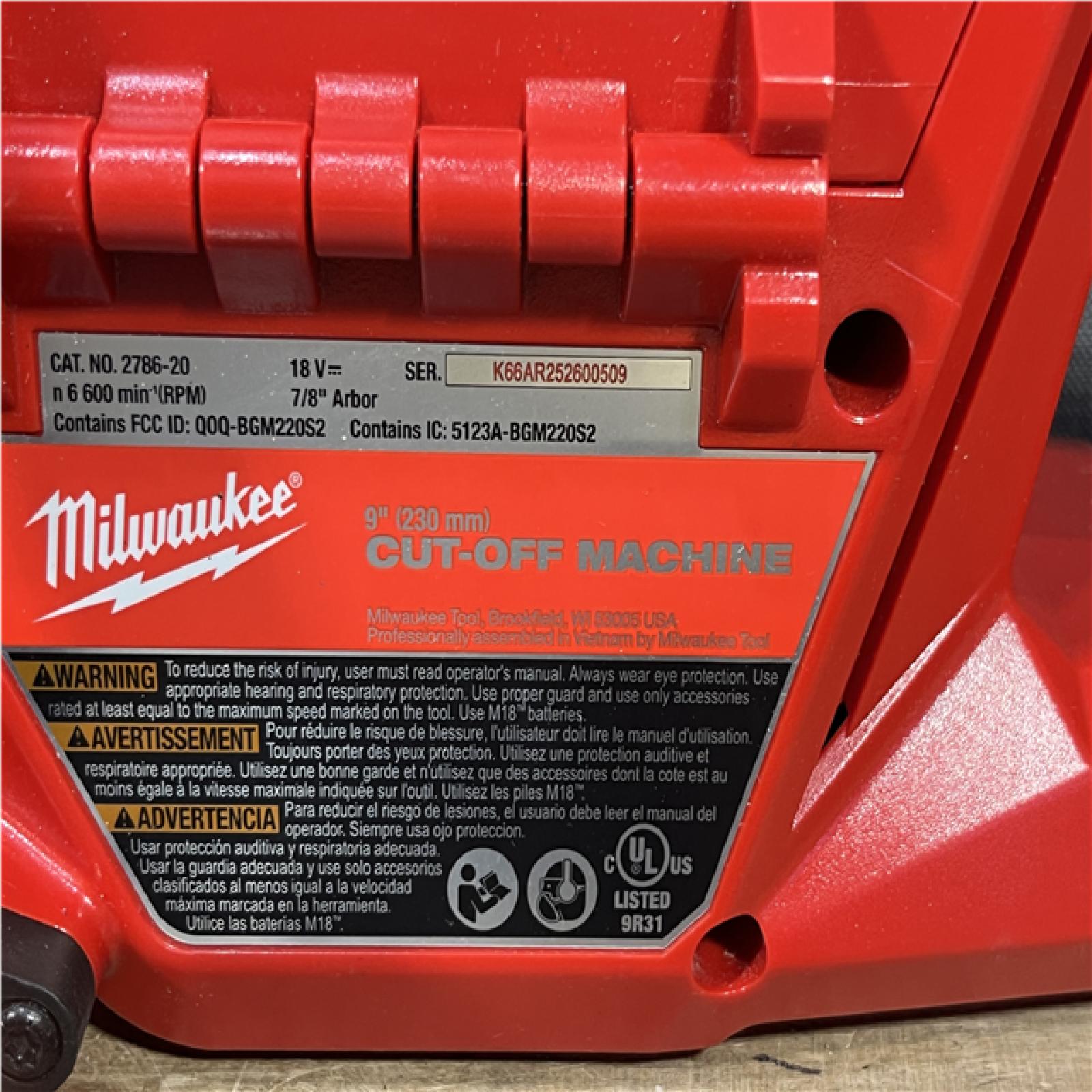 Houston Location AS-IS Milwaukee FUEL ONE-KEY 18V Lithium-Ion Brushless Cordless 9 in. Cut Off Saw (Tool-Only)