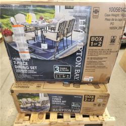 Phoenix Hampton Bay Laurel Oaks Dark Brown 7-Piece Metal Outdoor Dining Set with Cushion Guard Putty Cushions