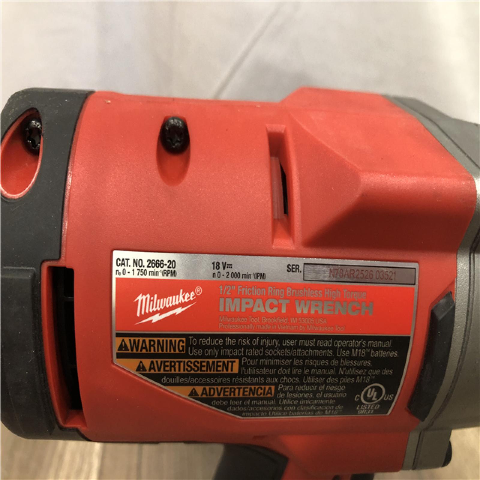 AS-IS Milwaukee 18-Volt Lithium-Ion Brushless 1/2 in. High Torque Impact Wrench with Friction Ring (Tool-Only)
