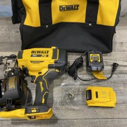 AS-IS DEWALT 20V MAX Lithium-Ion 15-Degree Electric Cordless Roofing Nailer Kit