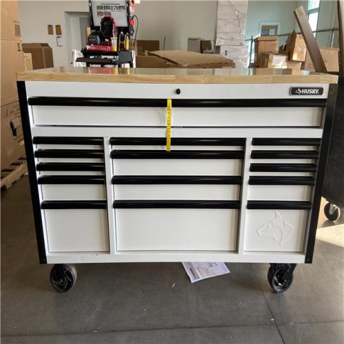 DALLAS LOCATION - Husky Tool Storage 61 in. W x 23 in. D Heavy Duty White Mobile Workbench Tool Chest