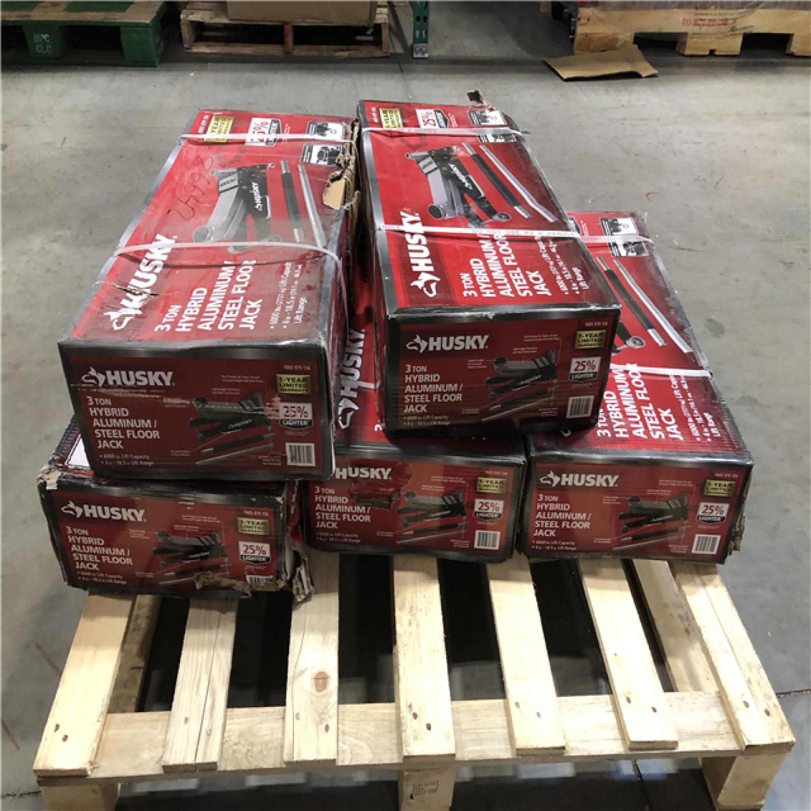 DALLAS LOCATION - Husky 3-Ton Aluminum/Steel Floor Jack PALLET -(5 UNITS)