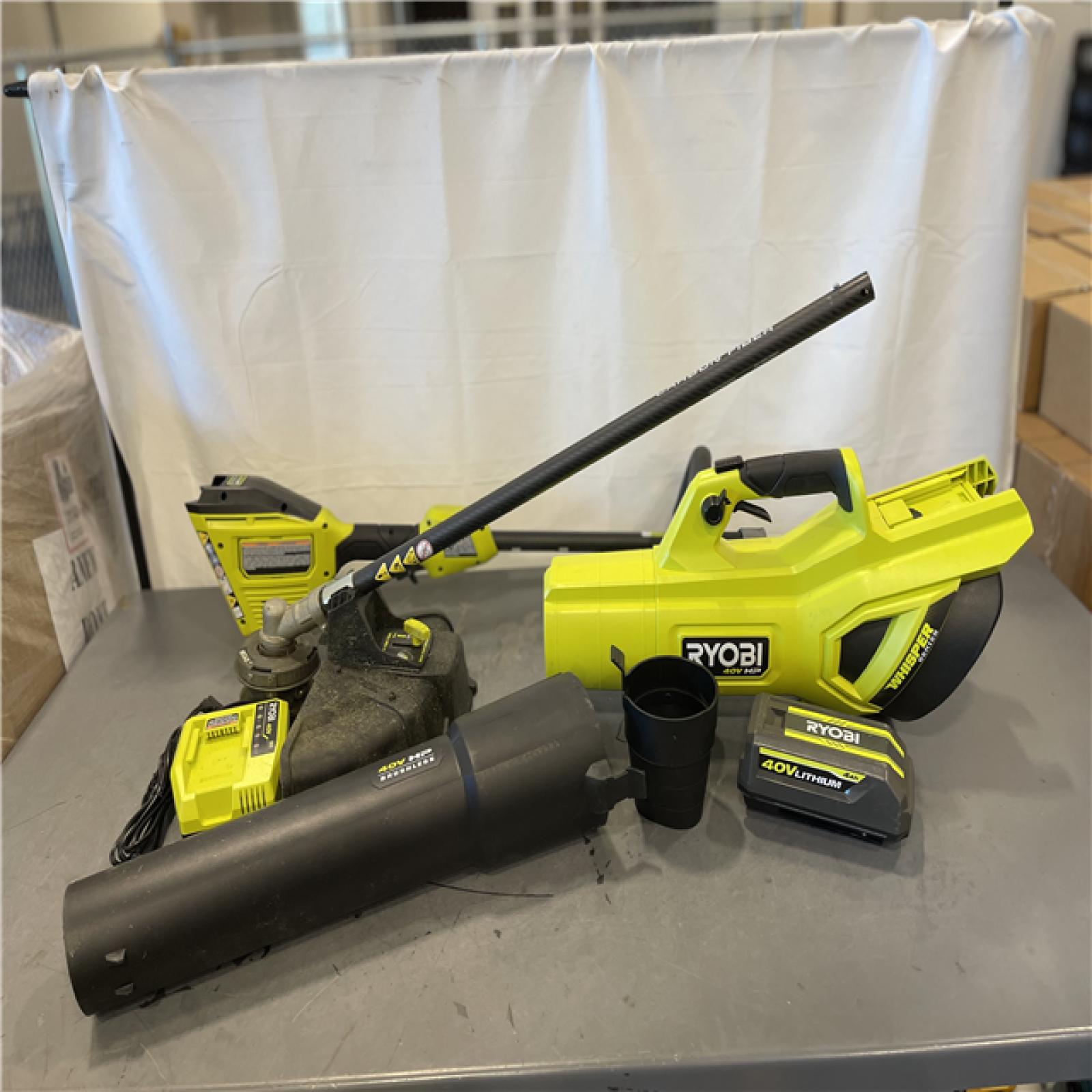 AS-IS Ryobi 40V HP Brushless 650 CFM 160 MPH Cordless Leaf Blower and Carbon Fiber String Trimmer Kit