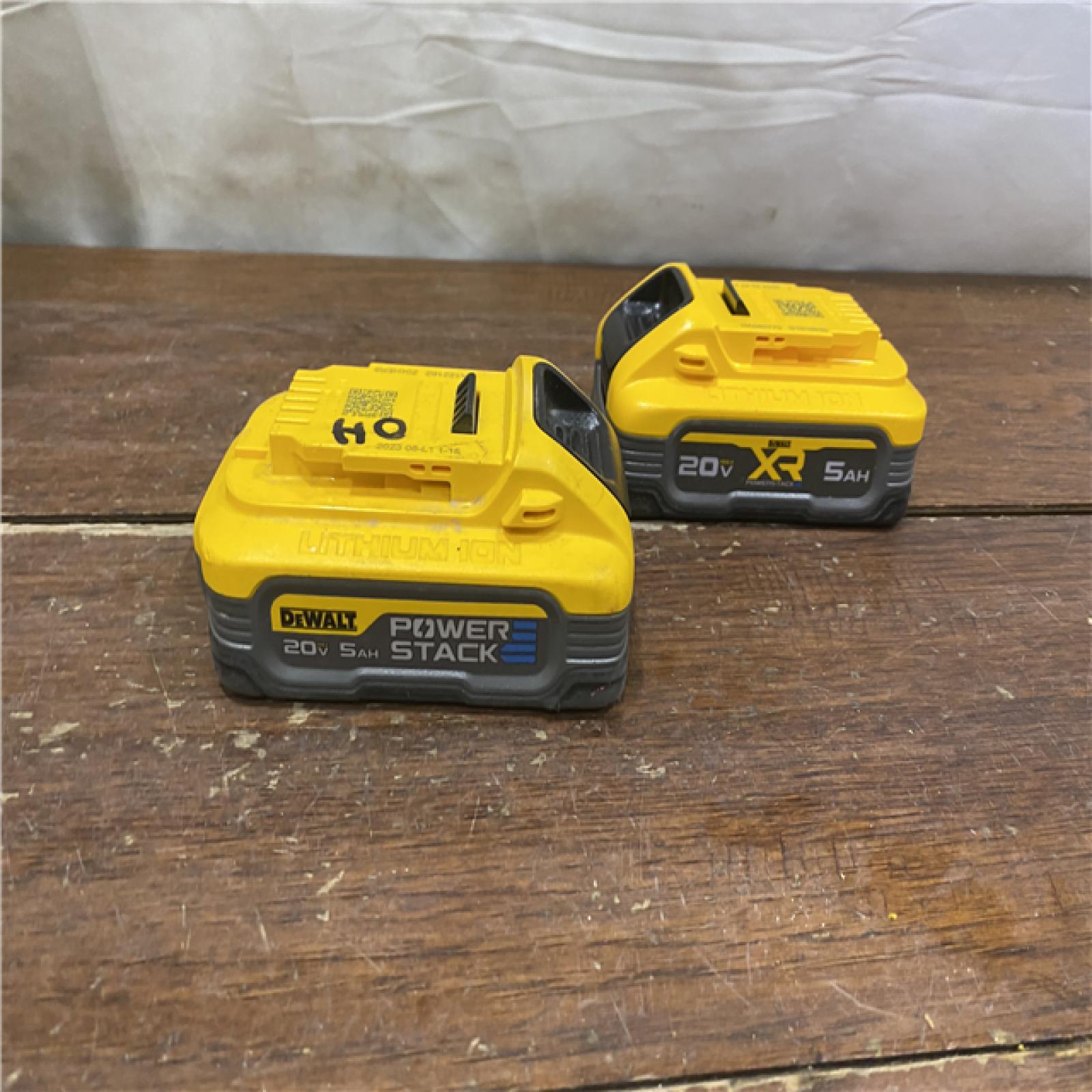 AS-IS DEWALT POWERSTACK 20V Lithium-Ion 5.0Ah Battery Pack (2 Pack)