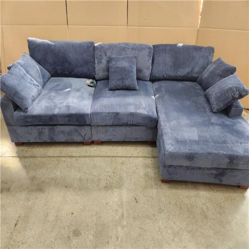 Phoenix AS-IS Dreamsidea 3- Piece L-Shaped Sectional Sofa (Blue)