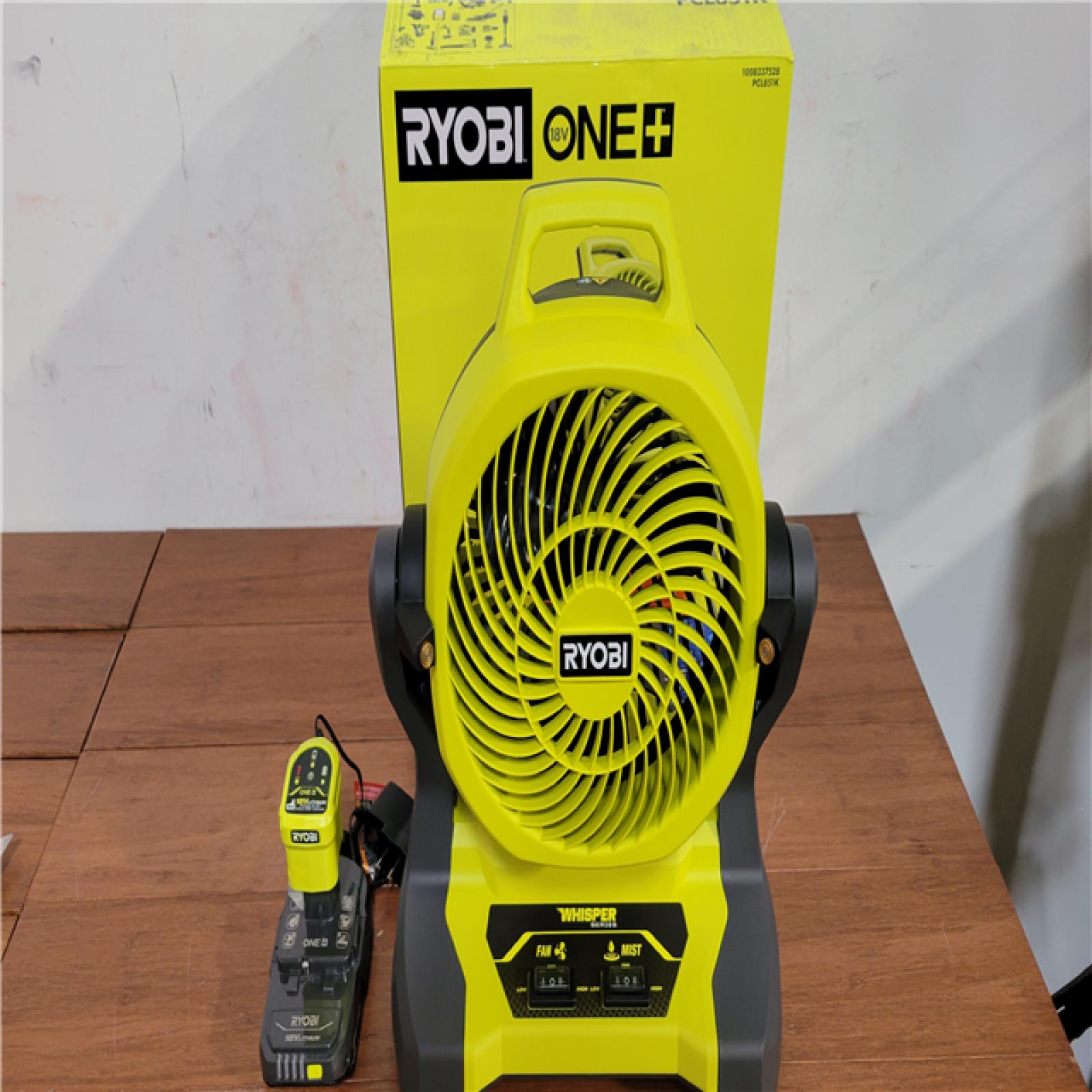 California NEW Ryobi One+ 18V 7.5 Bucket Top Misting Fan Kit  Includes (1) Battery & Charger