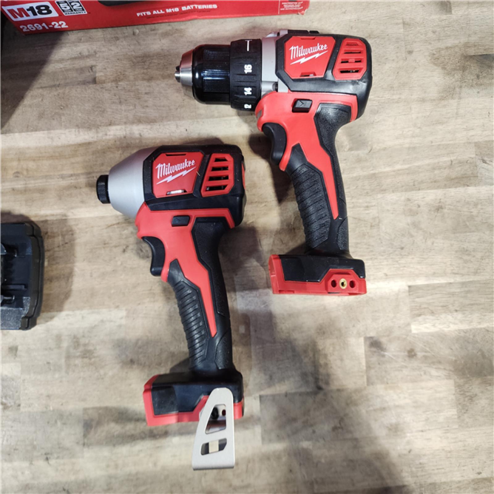 HOUSTON LOCATION - AS-IS Milwaukee 18V Cordless Brushed 2-Tool Drill/Driver and Impact Driver Kit