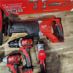 HOUSTON LOCATION - AS-IS (APPEARS LIKE NEW) MILWAUKEE M18 18V Lithium-Ion Cordless Combo Tool Kit with Two 3.0Ah Batteries, 1-Charger, 1-Tool Bag (4-Tool)