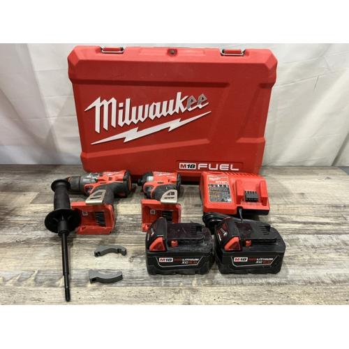 AS-IS Milwaukee FUEL 18V Lithium-Ion Brushless Cordless Hammer Drill and Impact Driver Combo Kit