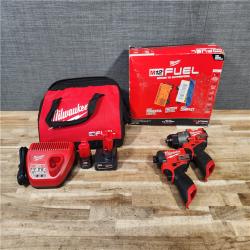 HOUSTON LOCATION - AS-IS Milwaukee FUEL 12-Volt Lithium-Ion Brushless Cordless Hammer Drill and Impact Driver Combo Kit
