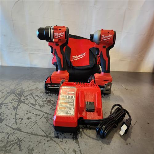 AS-IS- Milwaukee 18V Lithium-Ion Brushless Cordless Compact Drill/Impact Combo Kit