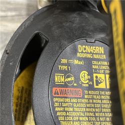 AS-IS DEWALT 20V MAX Lithium-Ion 15-Degree Electric Cordless Roofing Nailer Kit