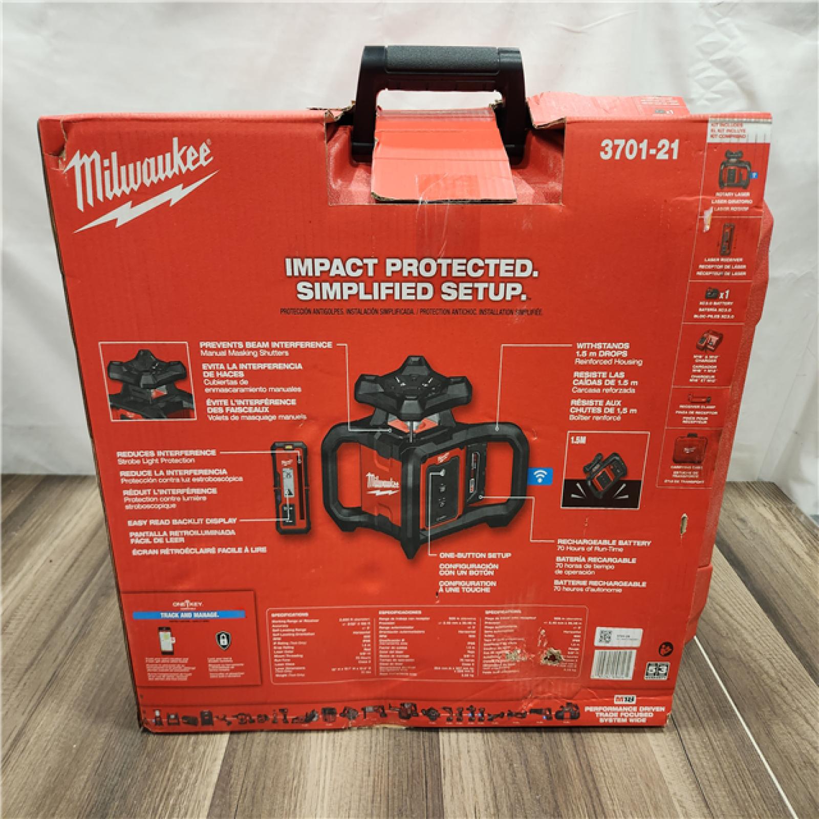 AS-IS- M18 2000 Ft. Red Exterior Rotary Laser Level Kit with Receiver and Receiver Clamp