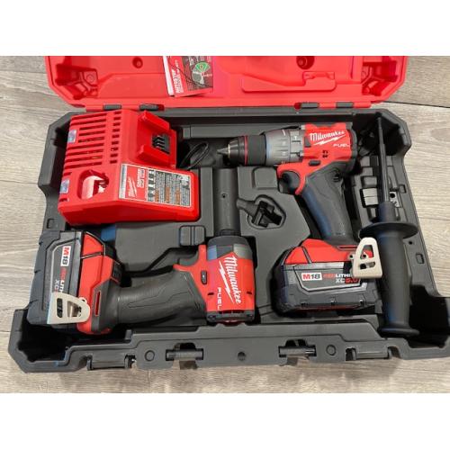 AS-IS Milwaukee FUEL 18V Lithium-Ion Brushless Cordless Hammer Drill and Impact Driver Combo Kit
