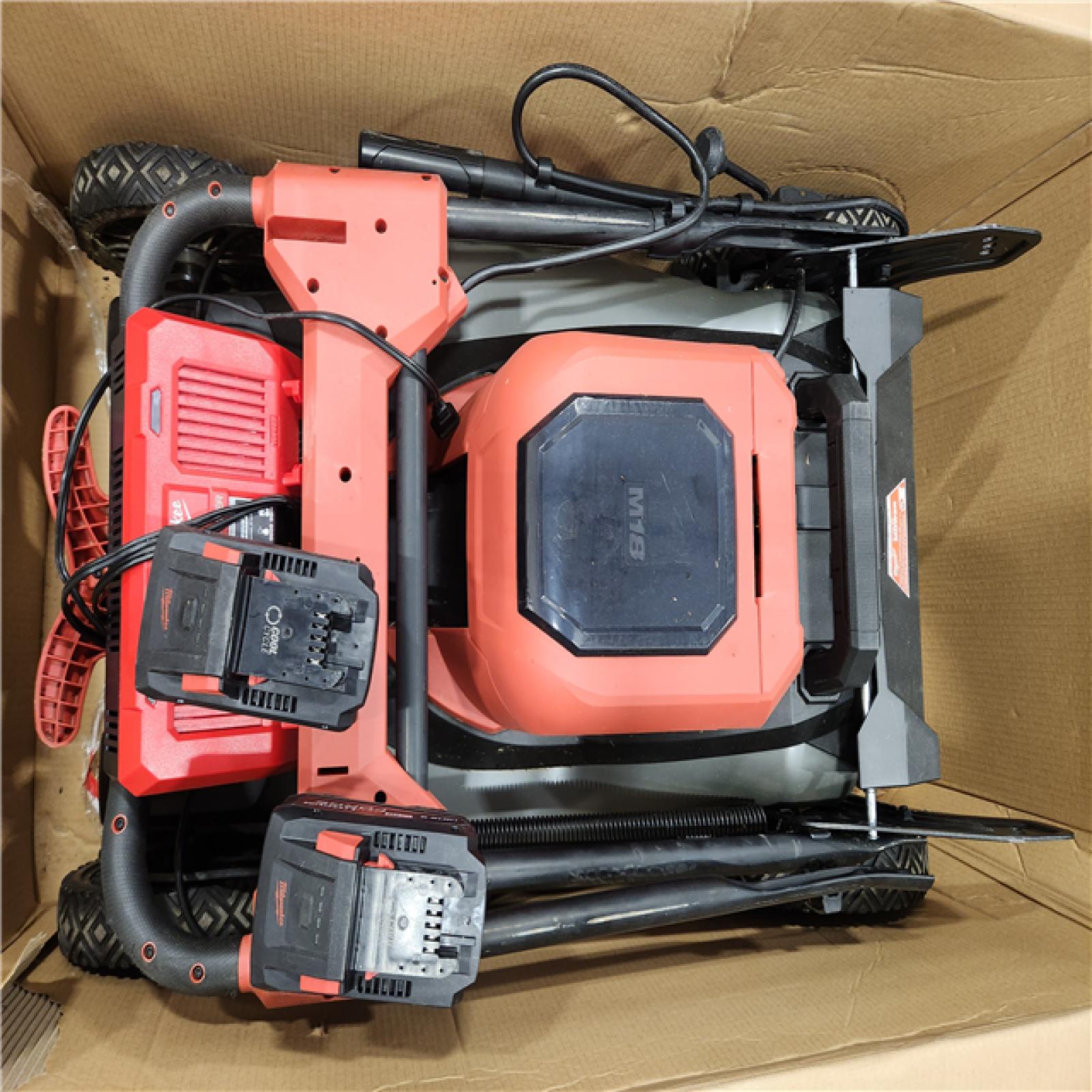 AS-IS- Milwaukee M18 FUEL Brushless Cordless 21 in. Walk Behind Dual Battery Self-Propelled Mower Kit