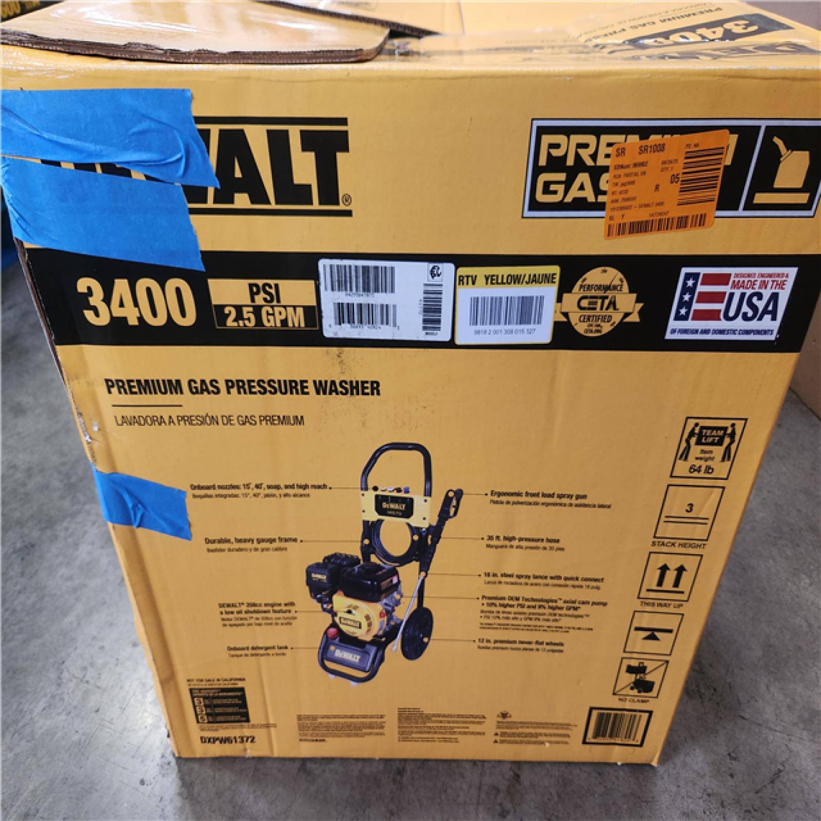 Phoenix NEW DEWALT 3400 PSI 2.5 GPM Gas Cold Water Pressure Washer with DeWalt 210 Engine