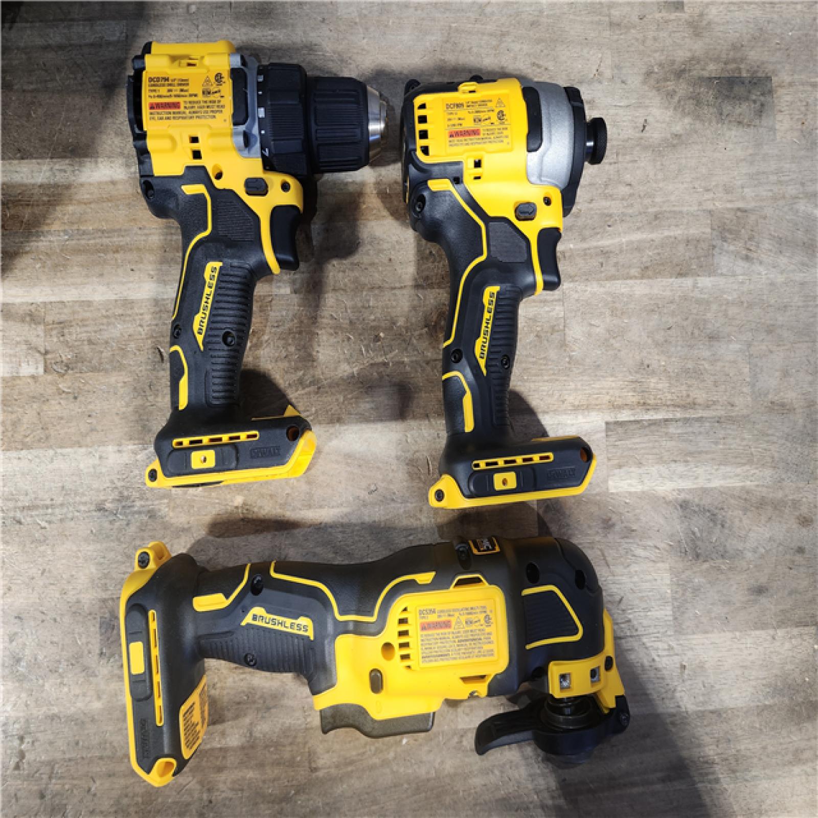HOUSTON LOCATION - AS-IS DEWALT ATOMIC 20-Volt Lithium-Ion Cordless Brushless (3-Tool) Combo Kit