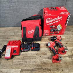 HOUSTON LOCATION - AS-IS Milwaukee M18 18V Lithium-Ion Brushless Cordless Compact Drill/Impact Combo Kit (2-Tool) W/(2) 2.0 Ah Batteries  Charger & Bag