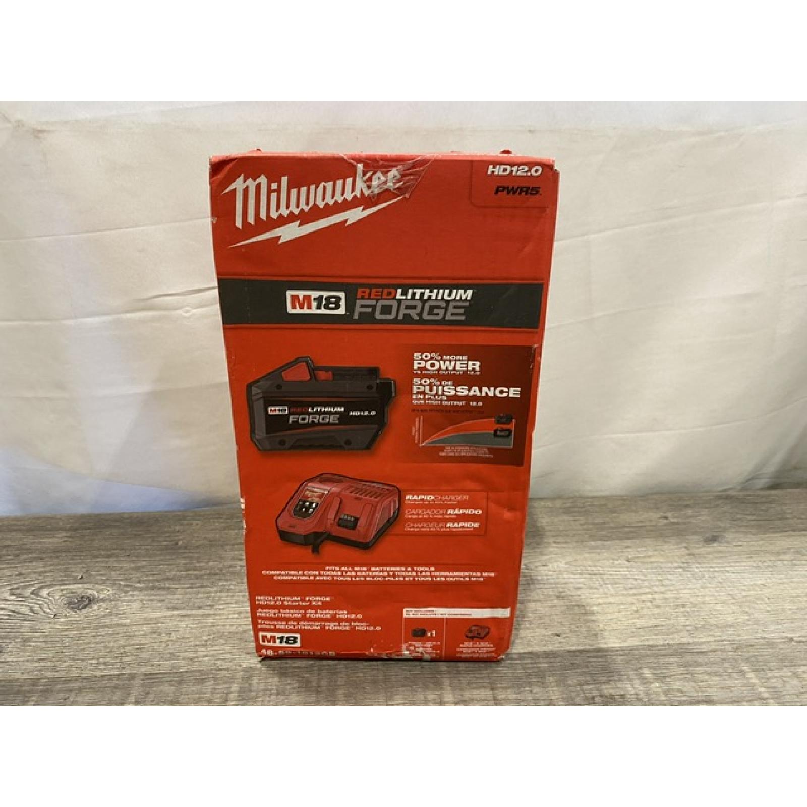 NEW - Milwaukee 18-Volt Lithium-Ion REDLITHIUM FORGE Starter Kit with 12. 0Ah Battery and Charger