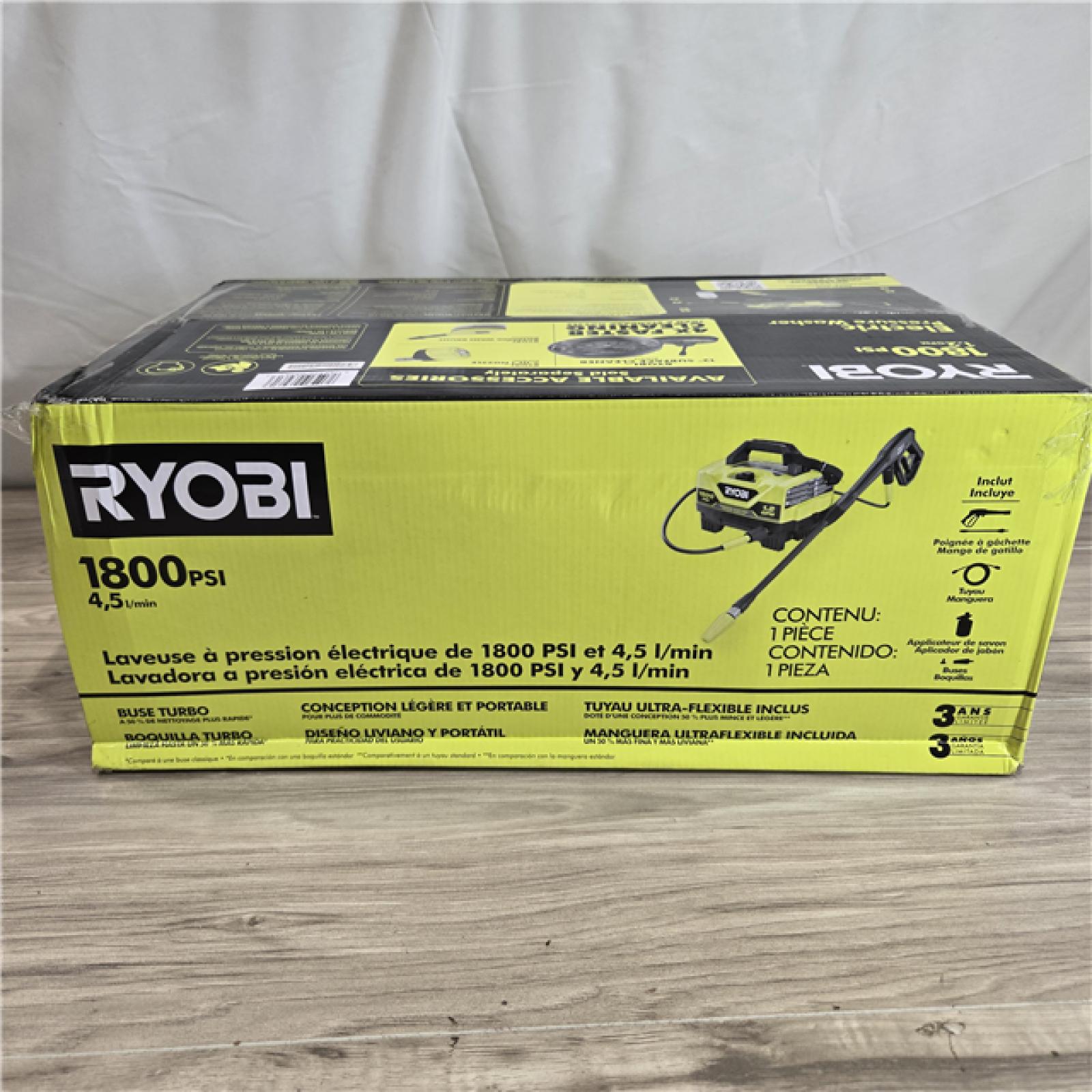 NEW! - RYOBI 1800 PSI 1.2 GPM Cold Water Corded Electric Pressure Washer