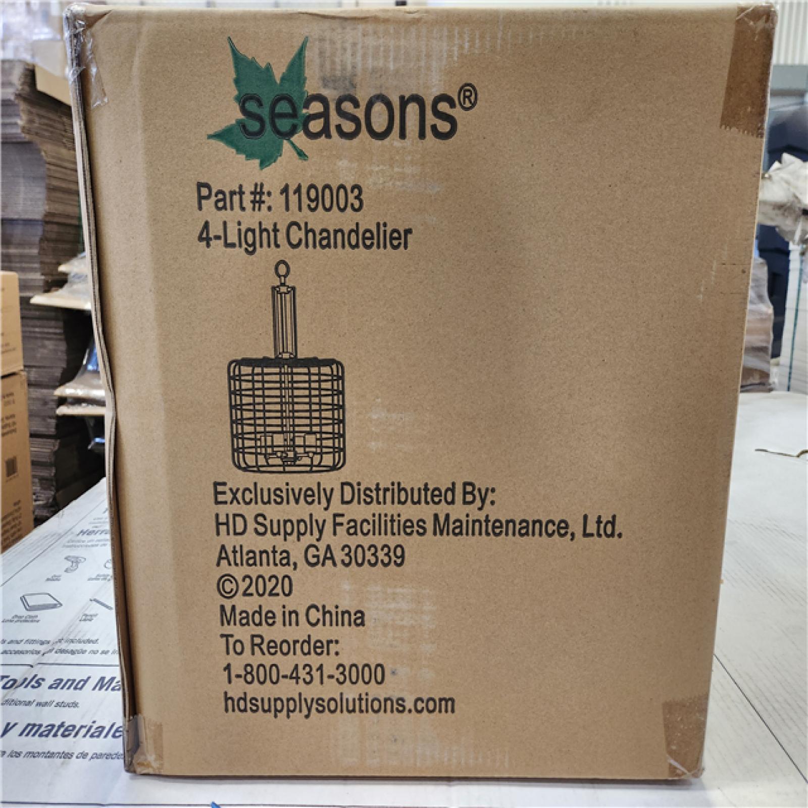 Phoenix Location NEW Seasons 4-Light Chandelier Part#: 1190003 Pallet (18 Total) (Sealed)