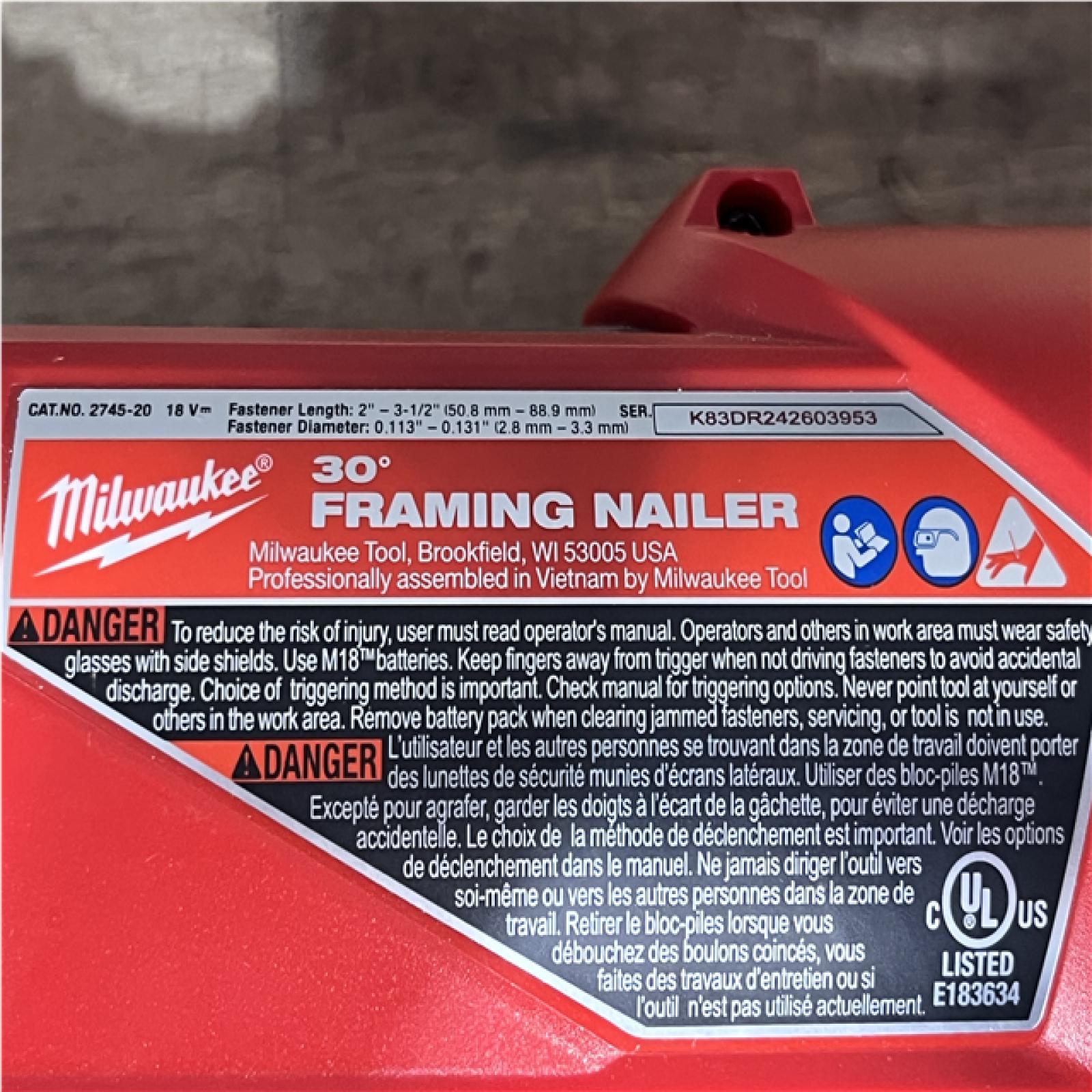 Houston Location AS-IS Milwaukee FUEL 3-1/2 in. 18-Volt 30-Degree Lithium-Ion Brushless Cordless Framing Nailer (Tool-Only)