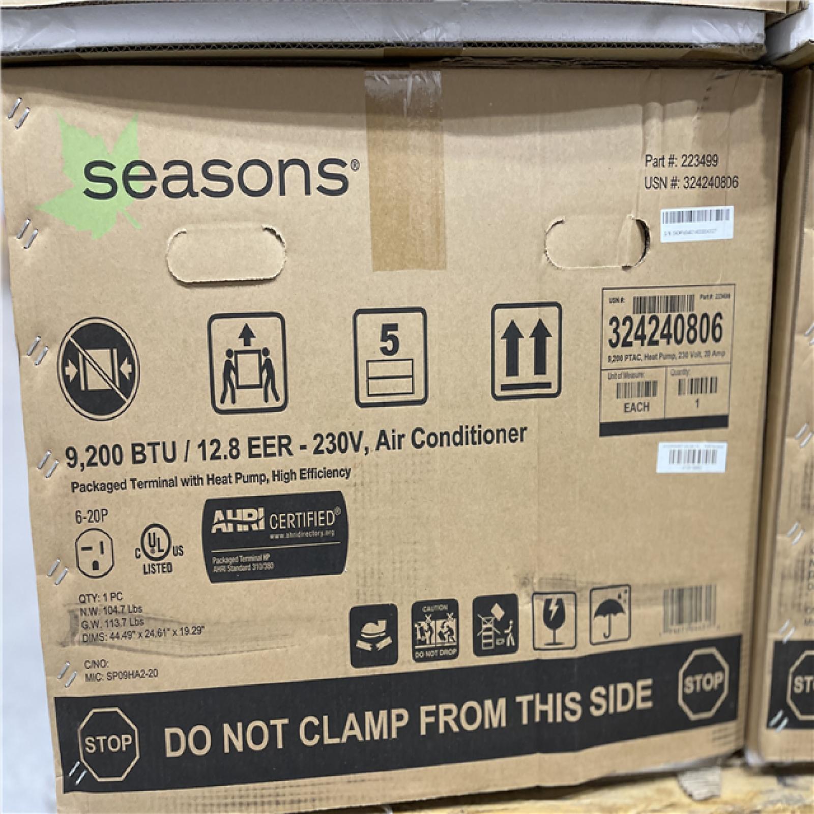 DALLAS LOCATION- Seasons 9200 BTU 230/208 V 20-Amp Heat Pump PTAC PALLET-(6 UNITS)