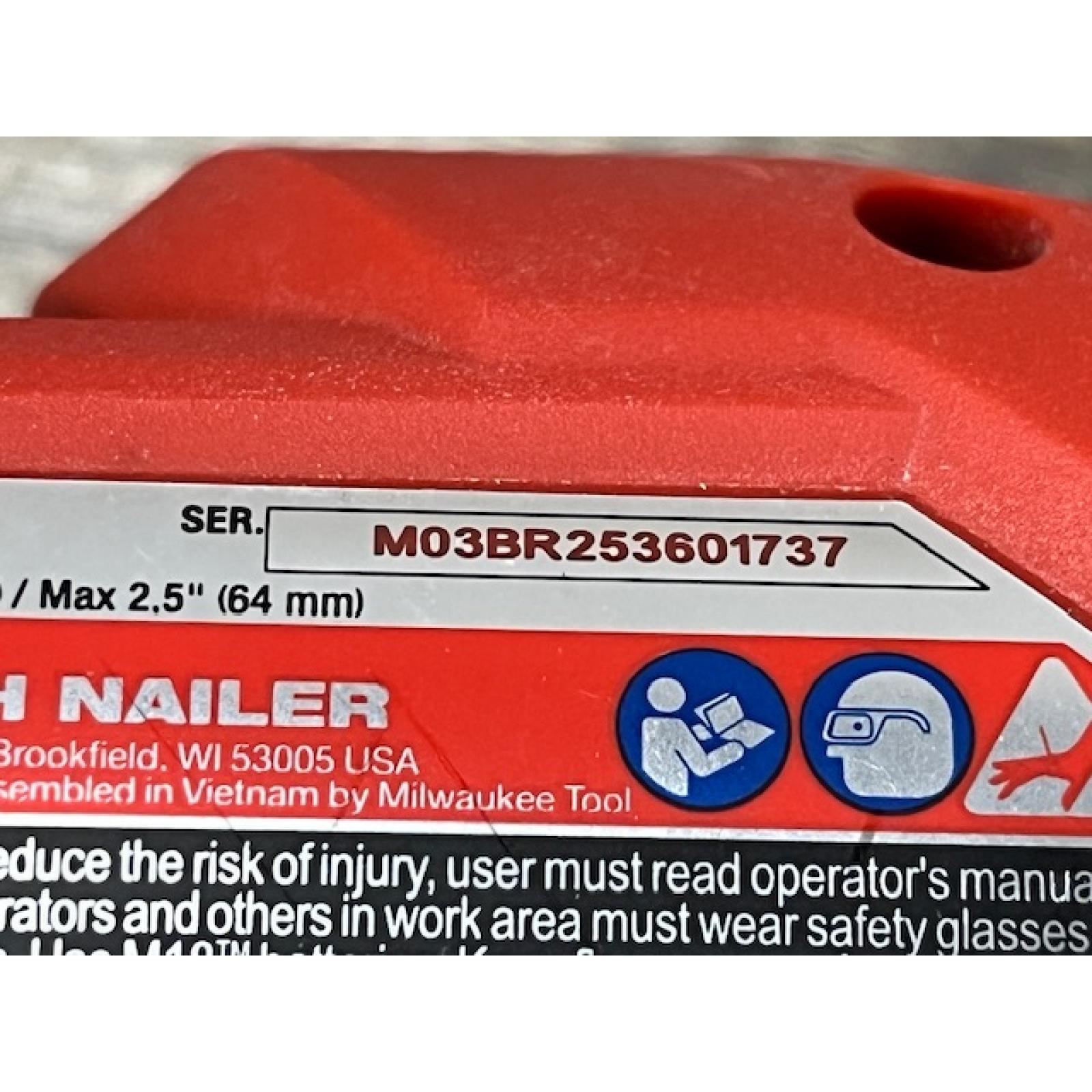 AS-IS Milwaukee FUEL 18V Lithium-Ion Brushless Cordless Gen II 15-Gauge Angled Nailer (Tool-Only)