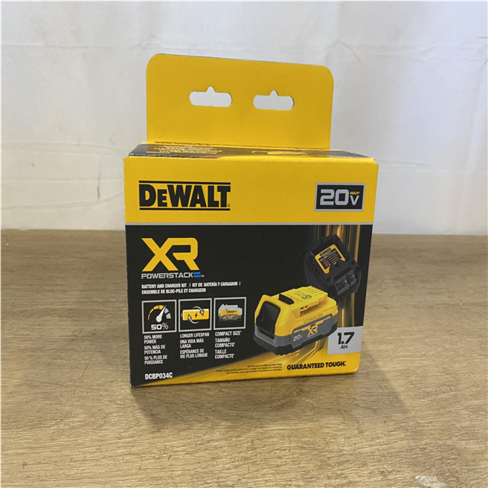 NEW DEWALT 20V MAX XR POWERSTACK Lithium-Ion Battery Starter Kit with 1.7Ah Battery and Charger