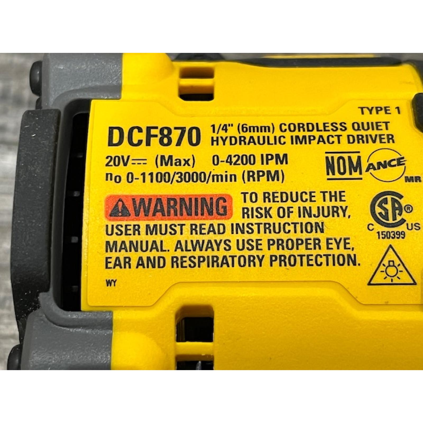 AS-IS DEWALT 20V XR Brushless Cordless 1/4 in. Quiet Hydraulic Impact Driver (Tool-Only)