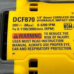 AS-IS DEWALT 20V XR Brushless Cordless 1/4 in. Quiet Hydraulic Impact Driver (Tool-Only)