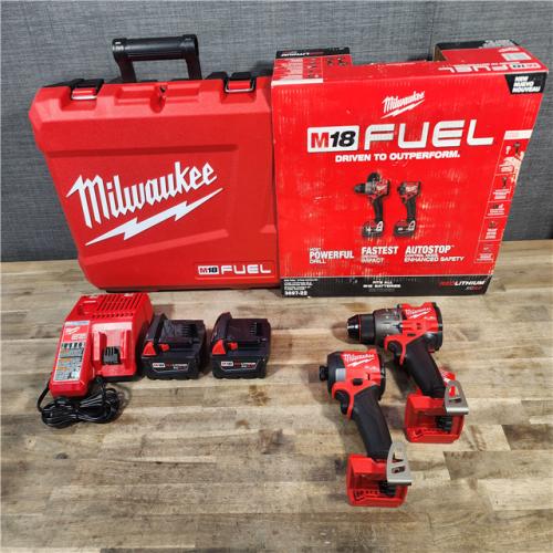 HOUSTON LOCATION - AS-IS (APPEARS LIKE NEW) MILWAUKEE FUEL 18V Lithium-Ion Brushless Cordless Hammer Drill and Impact Driver Combo Kit (2-Tool) with 2 Batteries