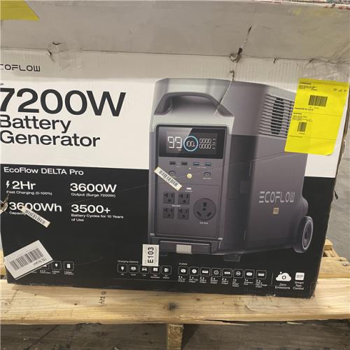 Dallas Location - As-Is EcoFlow Battery Solar Generator DELTA Pro 3600Wh Solar  3600W Output  LFP Power Station  Home Backup  Camping  Push-Button Start