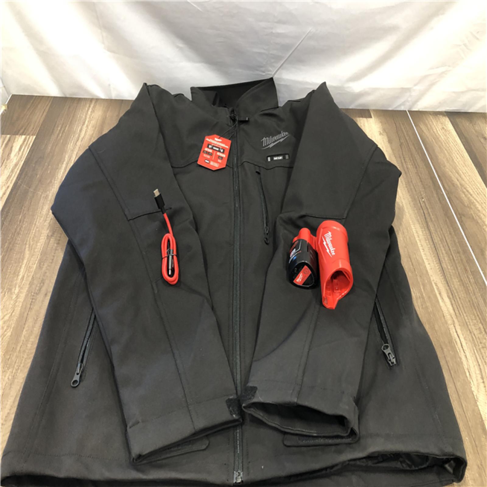 AS-IS Milwaukee Men's Large 12-Volt Lithium-Ion Cordless Tough Shell Black Heated Jacket with
