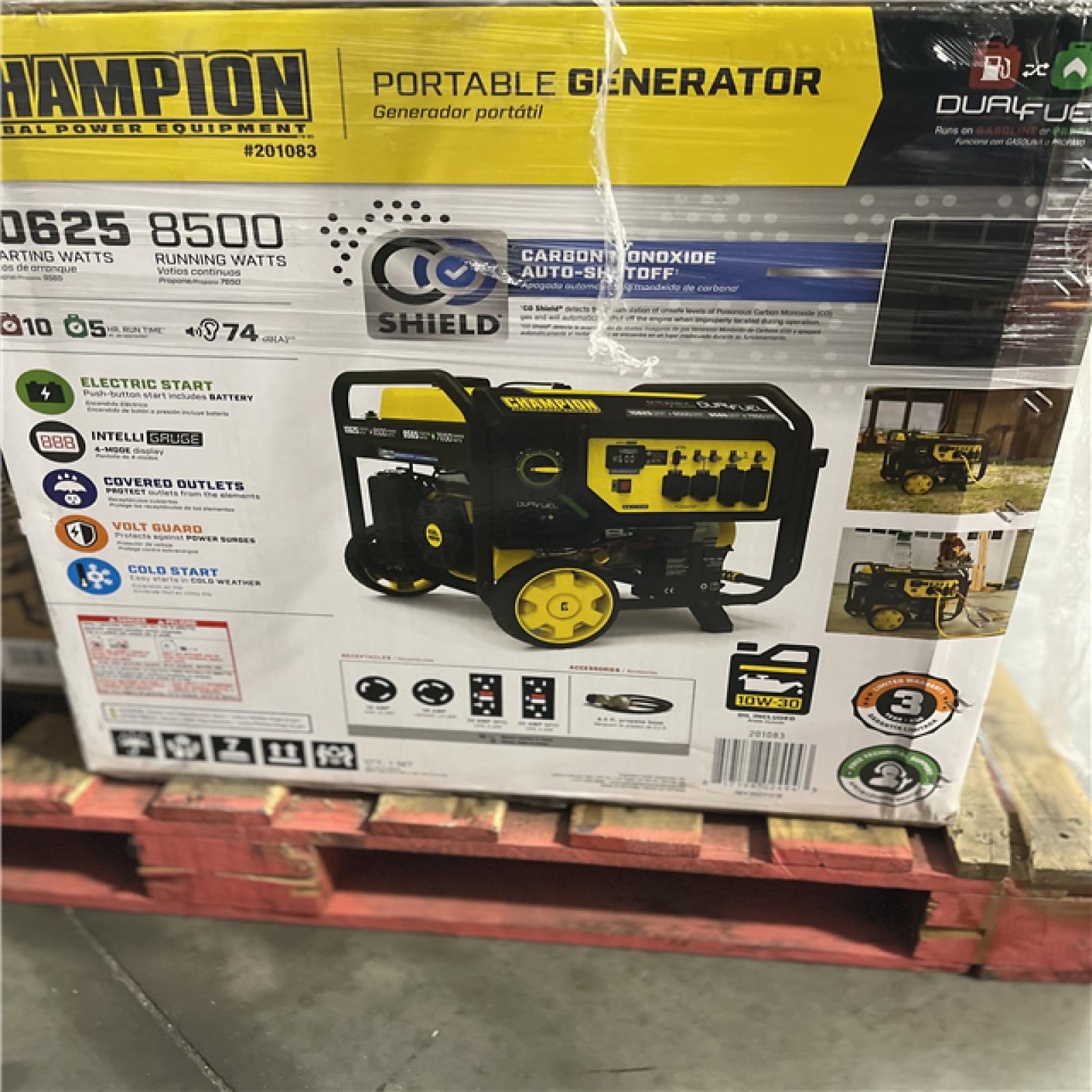 DALLAS LOCATION- NEW!- Champion Power Equipment 10 625/8500-Watt Gasoline/ Propane Powered Dual Fuel Portable Generator