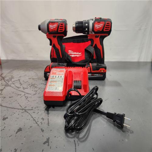AS-IS- Milwaukee 18V Cordless Brushed 2-Tool Drill/Driver and Impact Driver Kit
