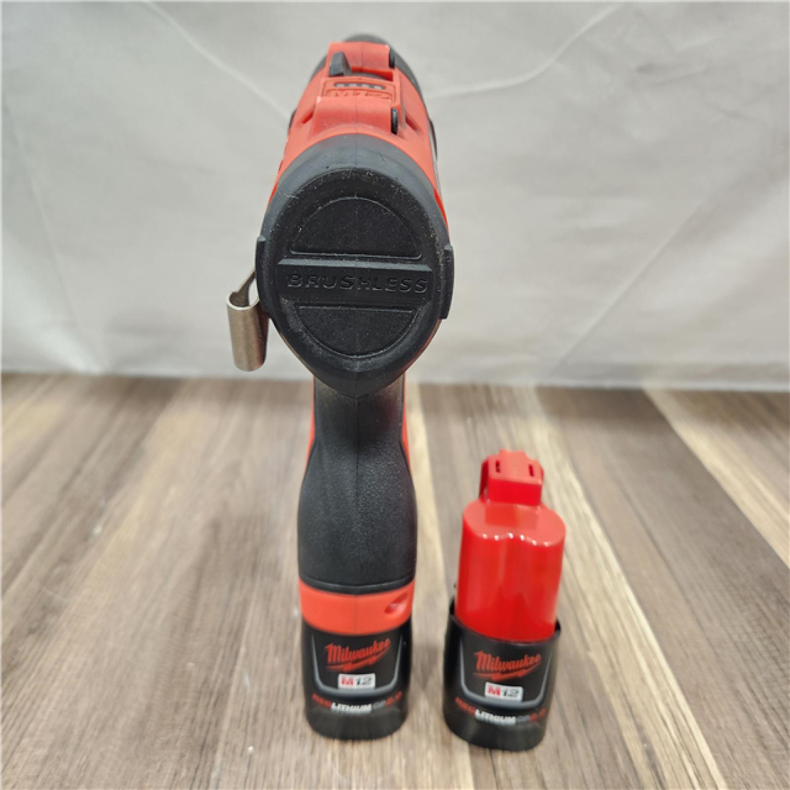 AS-IS- Milwaukee Tool M12 3/8 in. Brushless Cordless Drill/Driver Kit (Battery & Charger)