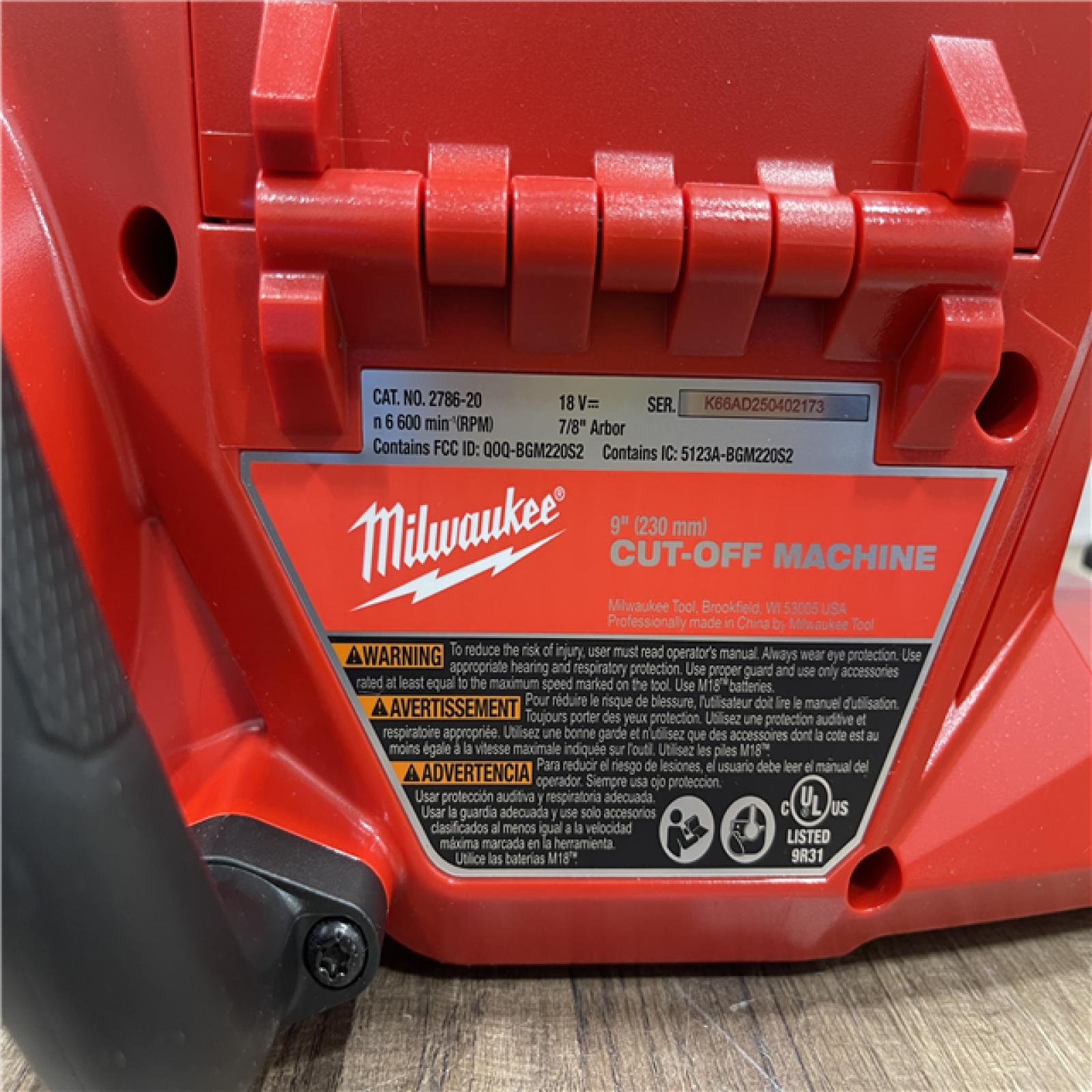 AS-IS Milwaukee  FUEL ONE-KEY 18V Lithium-Ion Brushless Cordless 9 in. Cut Off Saw (Tool-Only)