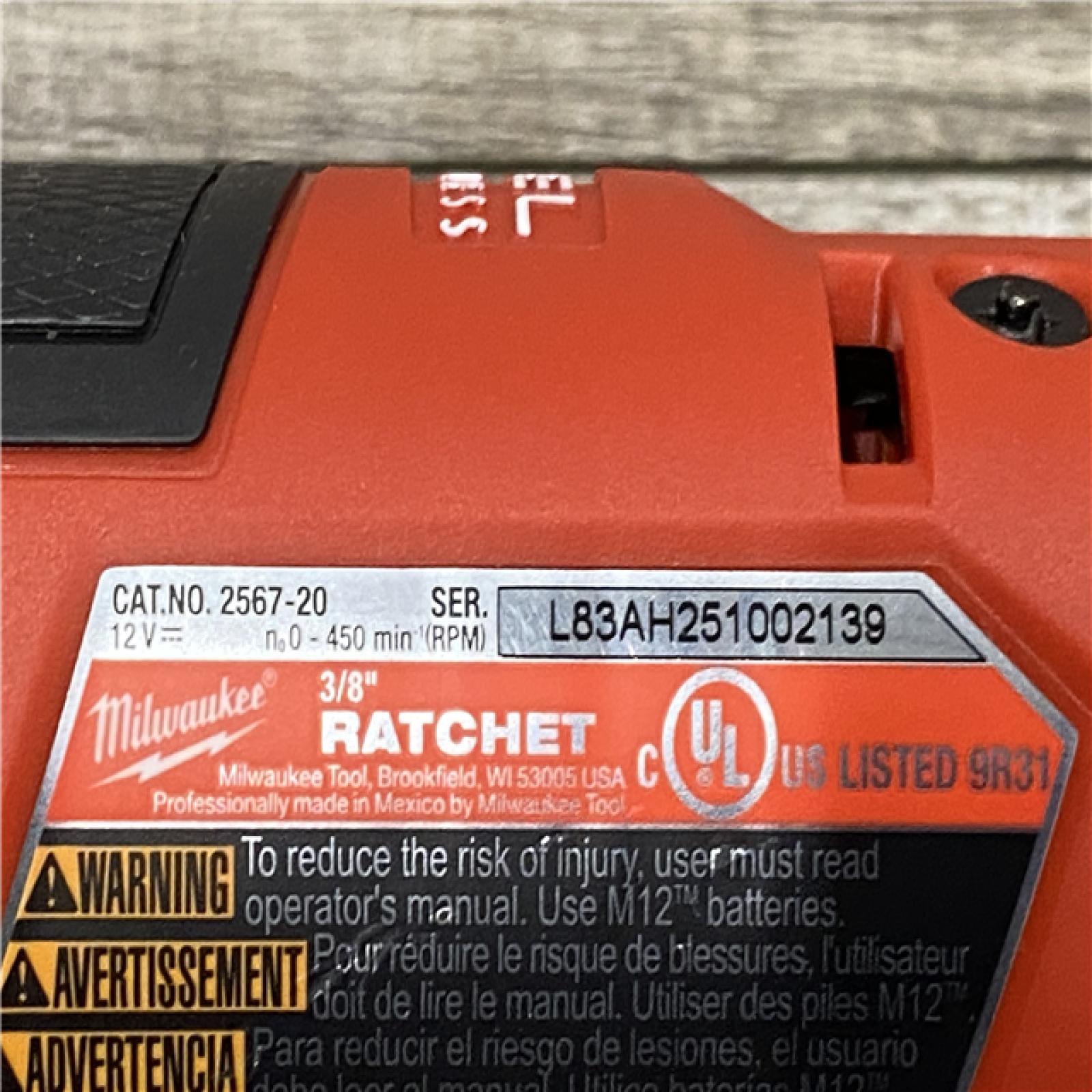 AS-IS Milwaukee FUEL 12V Lithium-Ion Brushless Cordless High Speed 3/8 in. Ratchet Kit