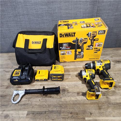 HOUSTON LOCATION - AS-IS DEWALT 20V MAX Cordless Brushless Hammer Drill/Driver 2 Tool Combo Kit with FLEXVOLT ADVANTAGE